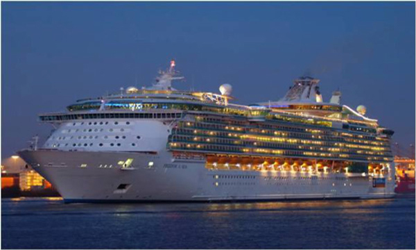 Cruise vessel at night